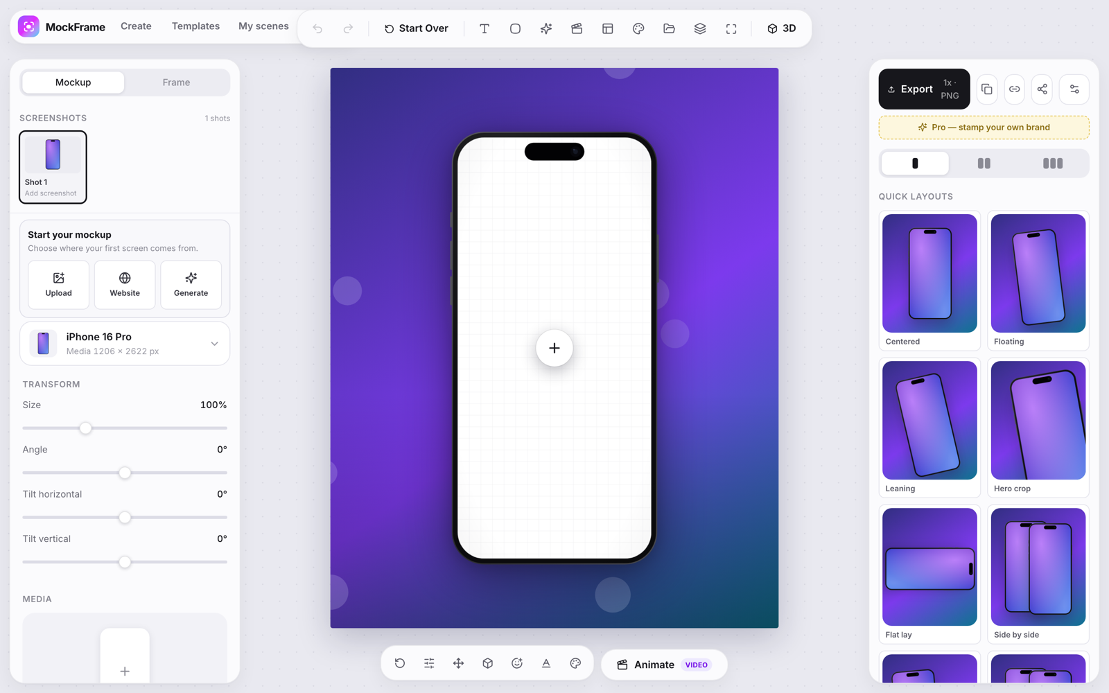 Share a brand theme with your team — inside the MockFrame editor