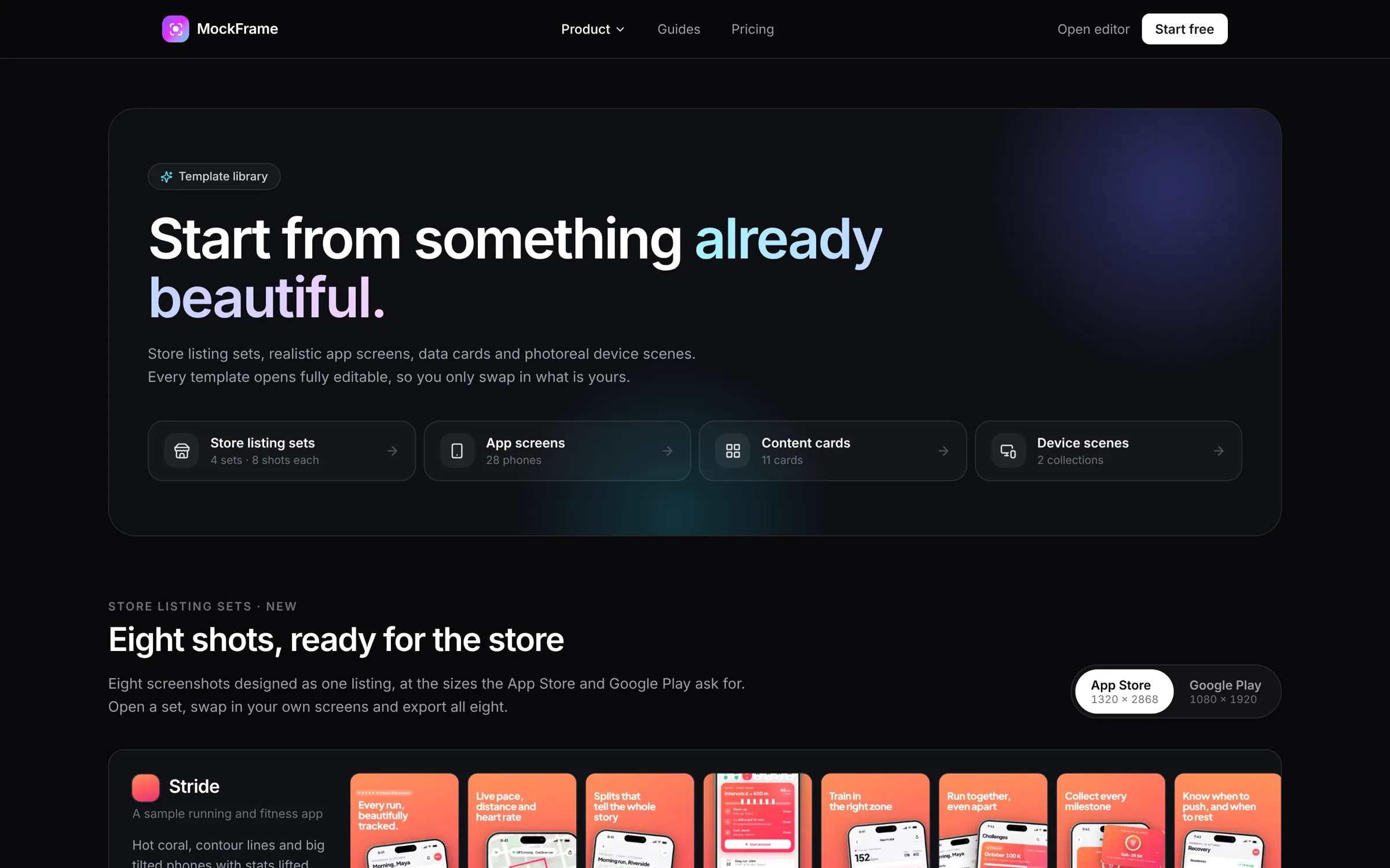 The MockFrame templates gallery