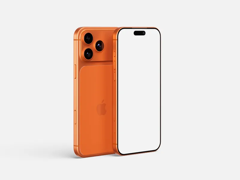 iPhone 17 — Front and back, angled mockup