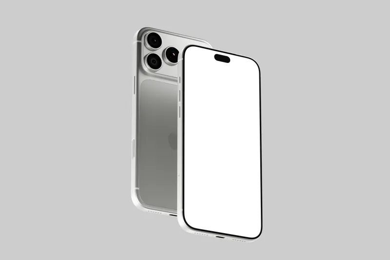 iPhone 18 Pro — Silver, side perspective mockup