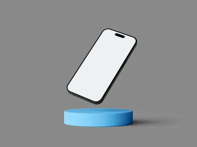 iPhone — On a podium, tilted mockup
