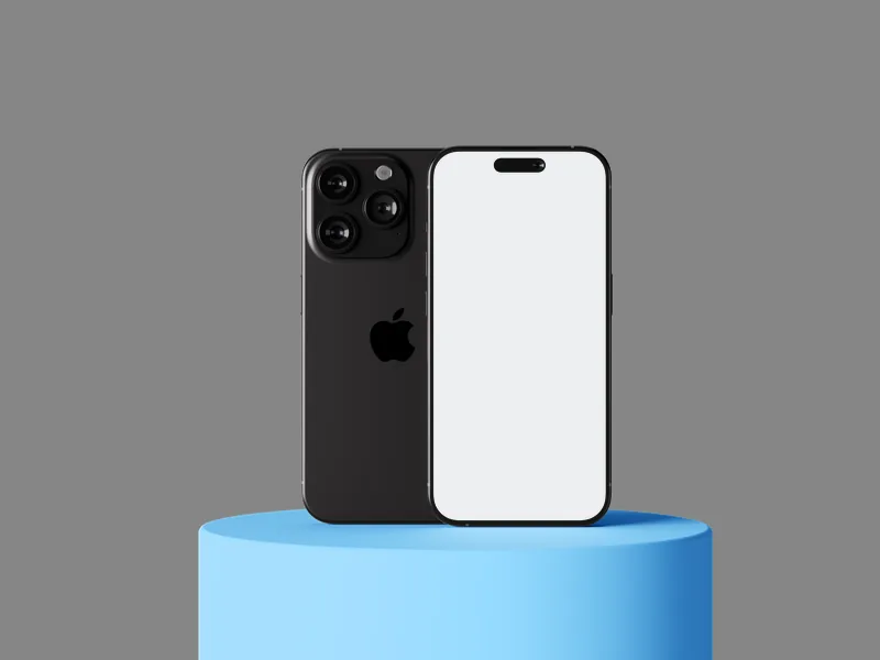 iPhone — On a podium, front and back mockup