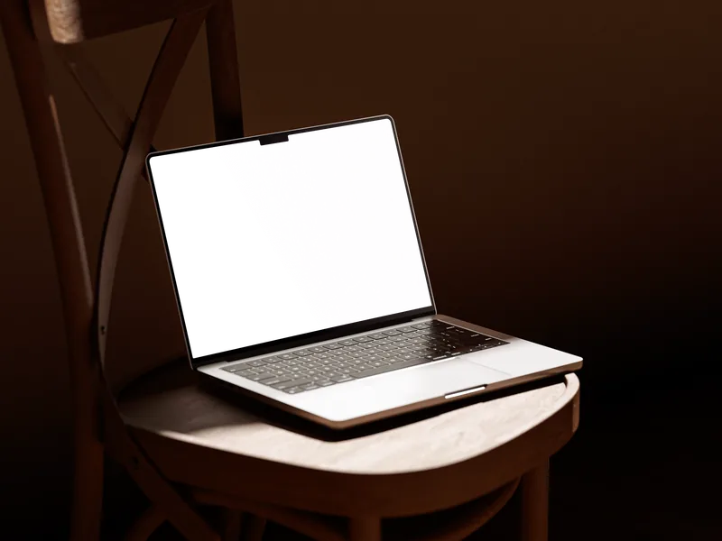 MacBook — Chair, low angle mockup