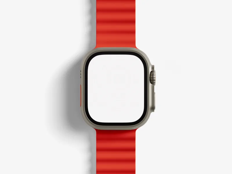 Apple Watch Ultra — Orange band, from above mockup scene
