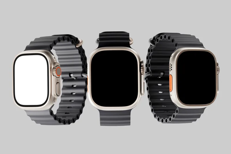 Apple Watch Ultra — Three watches, left screen mockup scene