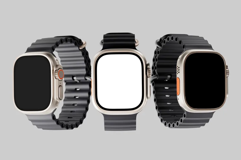 Apple Watch Ultra — Three watches, middle screen mockup scene