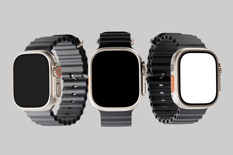Apple Watch Ultra — Three watches, right screen mockup scene