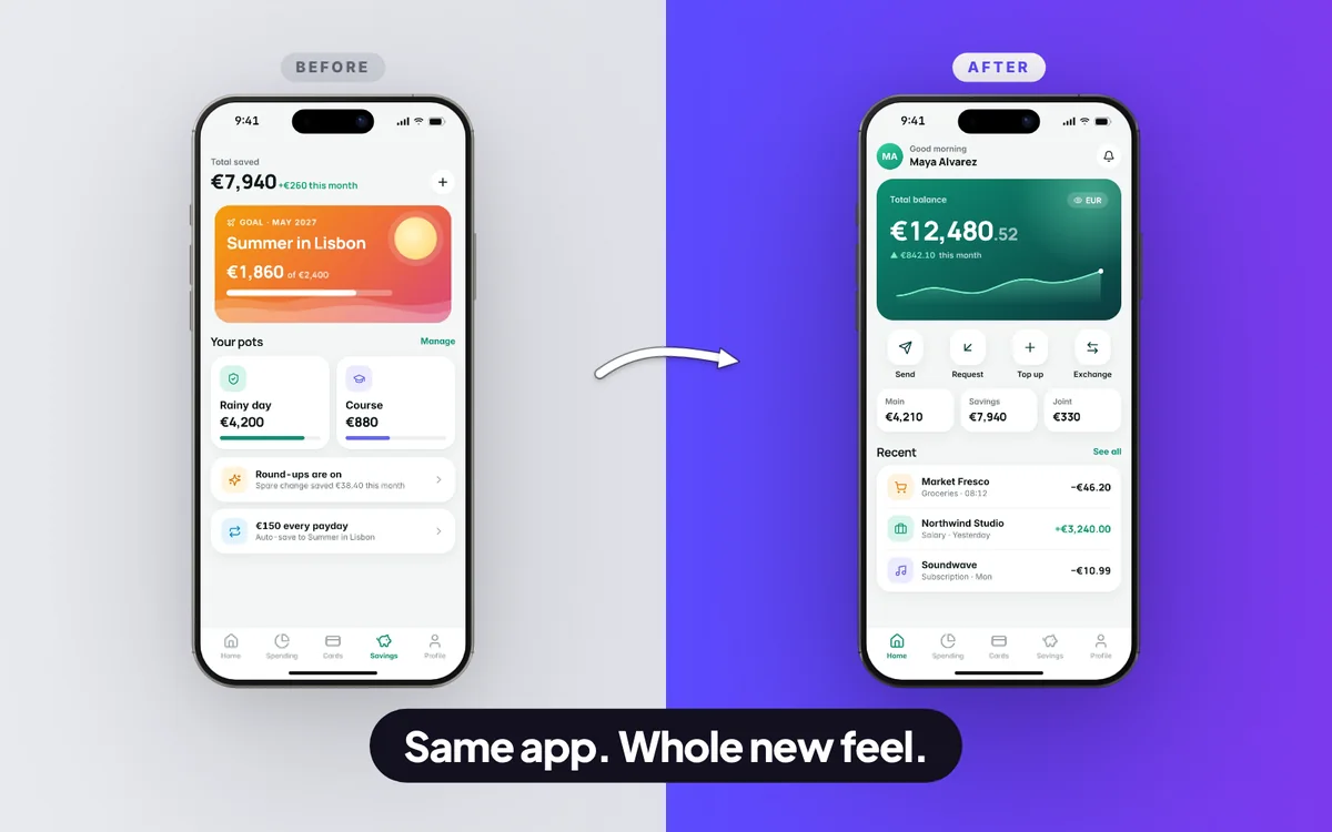 Before / After template — Redesign reveal · X