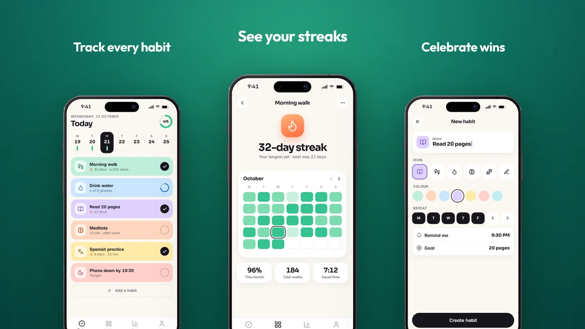 Feature Trio template — Landing page · slides
